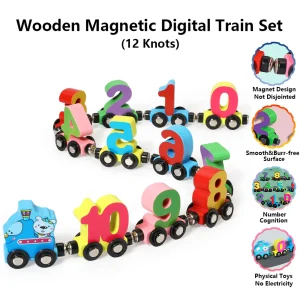 12PCS/Sets Magnetic Digital Wooden Train