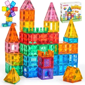 JOYFY 66PCS Magnetic Building Tiles, Montessori Toys Gift