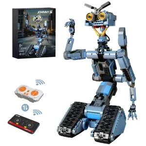 Johnny 5 Robot Building Blocks Set with Remote Control - Rechargeable, Boys and Girls Gift for Chirstmas