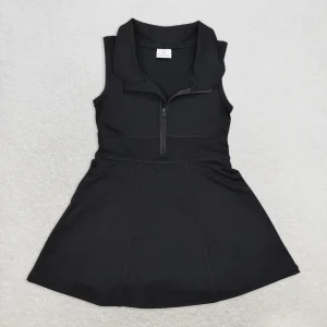 Girls Black Knee-Length Active Wear Dress